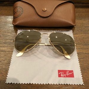 Ray-Ban 55mm aviators gold/gold mirror